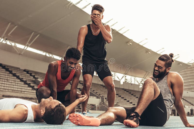 Group of Athletes Relaxing after Workout Stock Photo - Image of workout ...